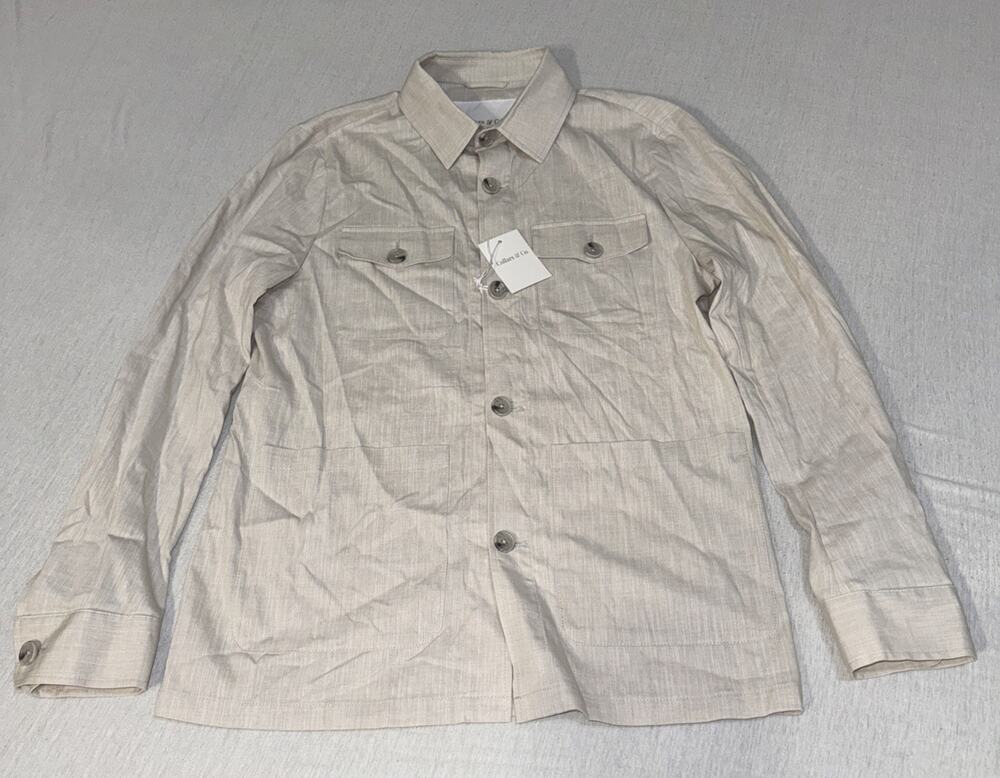 Collars & Co Mens Maverick Blazer Lt. Beige Linen Cotton Chore Jacket Small NWT